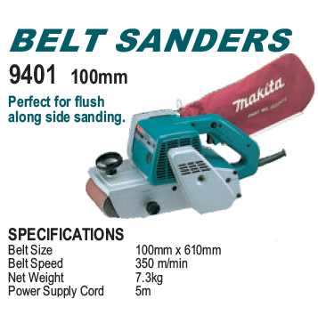 BELT SANDER MAKITA 9401 100MM 4” specification sheet