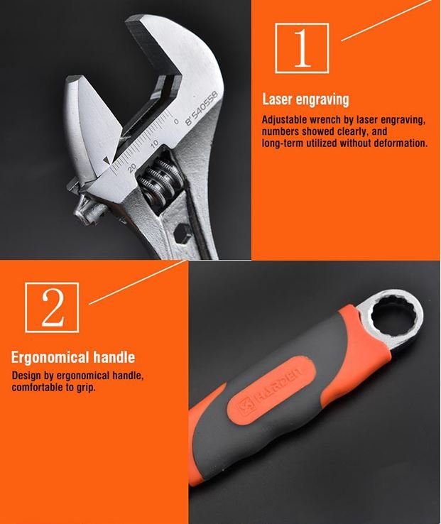 10" Pro Adjustable Wrench 540560 Harden specification sheet