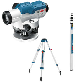 Bosch Optical Levelling Instrument, Tripod, Levelling Staff : GOL 32D, BT 150, GR 500