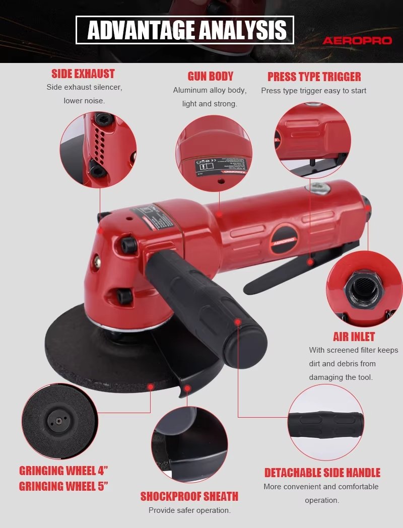 AIR ANGLE GRINDER 4” OR 5" AP7319 AEROPRO - Image 4