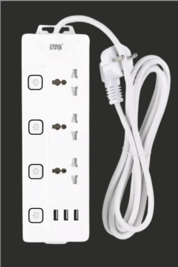 Extension Cord 3-Way 4-Switch 3-USB ST-4029