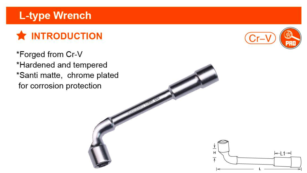 19mm L-Type Wrench 541419 Harden specification sheet