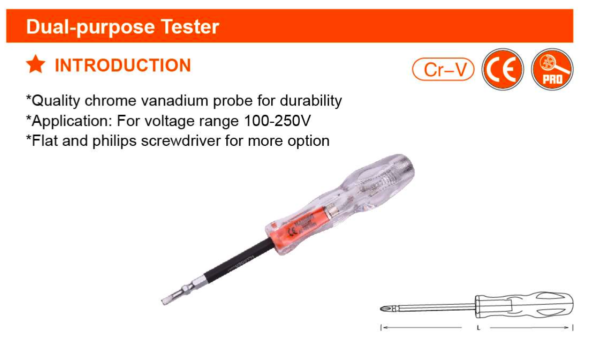 205mm Dual-Purpose Tester 660007 Harden specification sheet