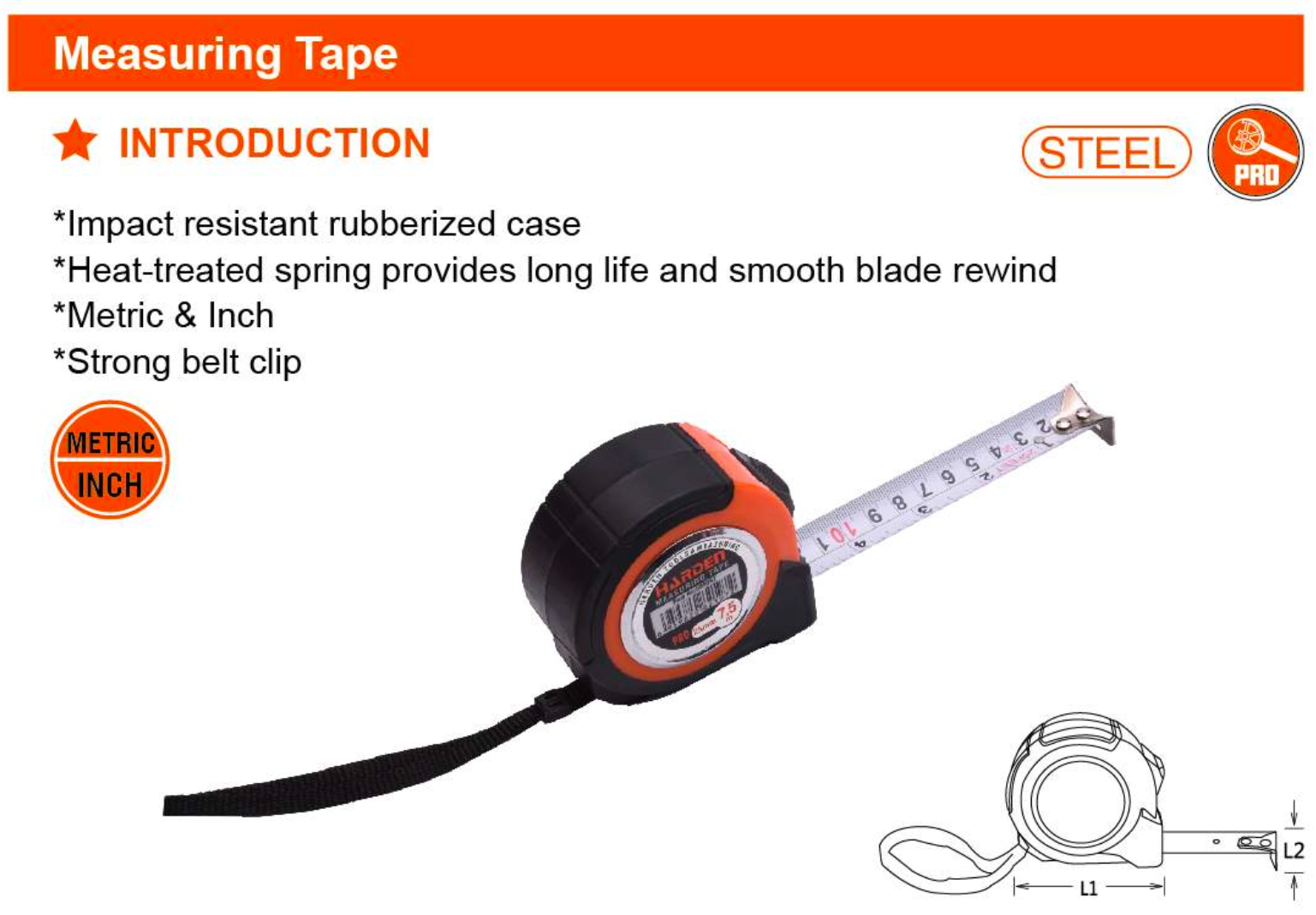 3M - 5M - 5M - 7M Measuring Tape INCH & METRIC 580033 - 5800345 - 580036 - 580037 Harden specification sheet