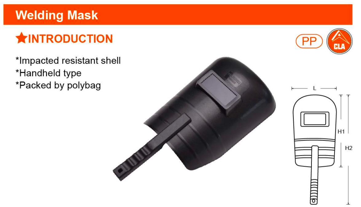 470X225mm Welding Mask 766002 Harden specification sheet