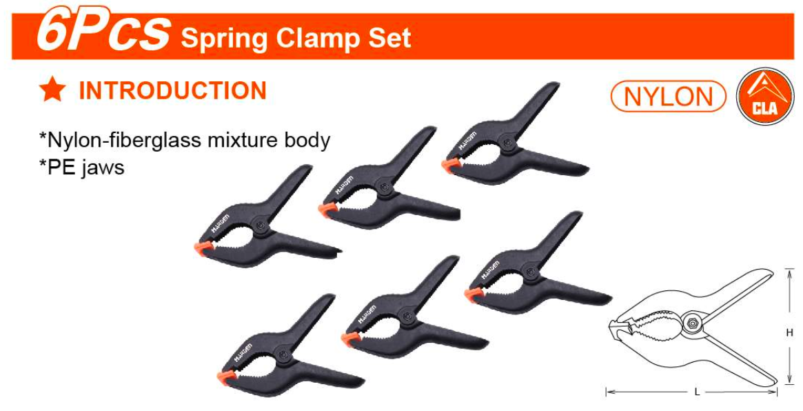 6Pc x 6" Spring Clamp Set 600356 Harden specification sheet