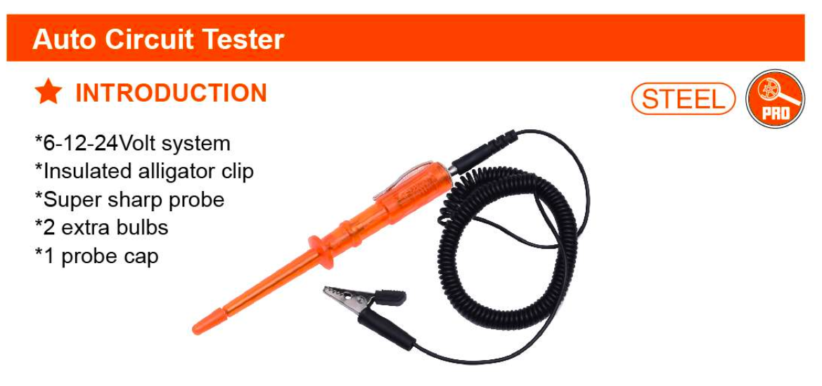 6V/12V/24V Auto Circuit Tester 670121 Harden specification sheet