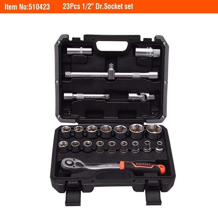 BOX SOCKET SET 1/2`` 23PCS 510423 HARDEN specification sheet