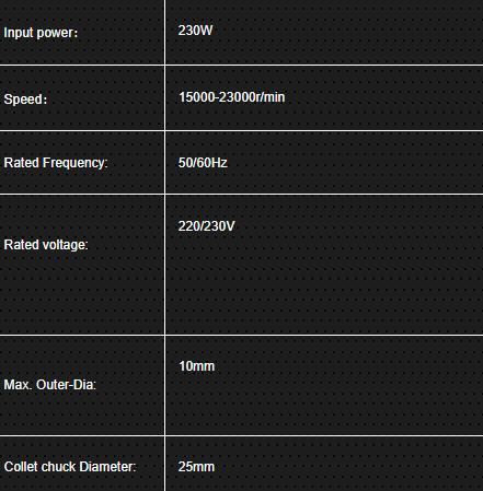 DIE GRINDER GC-DM25 230W GAOCHENG specification sheet