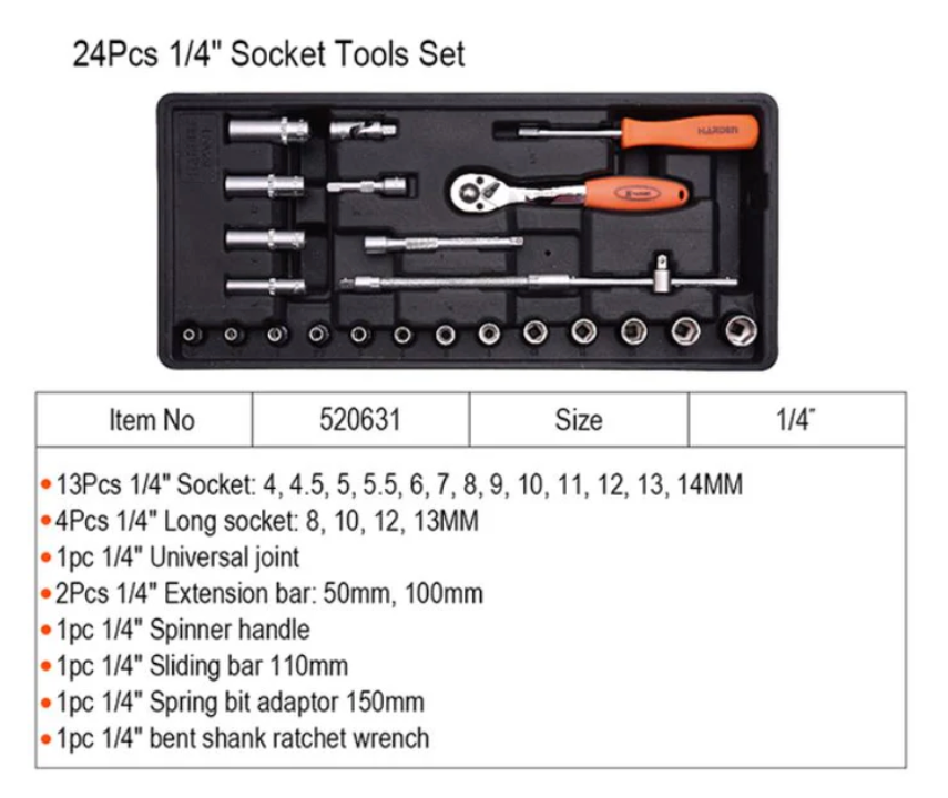 TOOL CABINET SET 7 DRAWERS WITH BRAKE 520605 HARDEN specification sheet